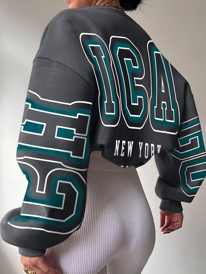 Alphabet Print Knit Fashion Sweatshirt