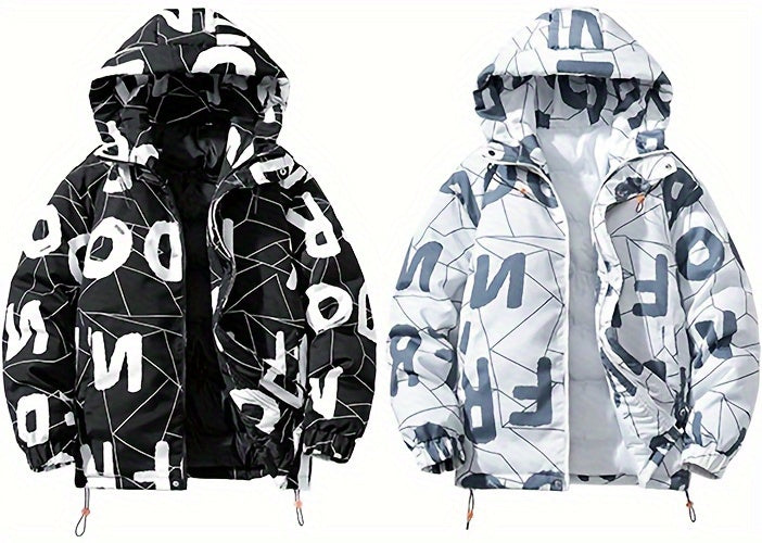 Fashion Hooded Cotton Coat Letter Print
