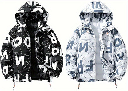 Fashion Hooded Cotton Coat Letter Print