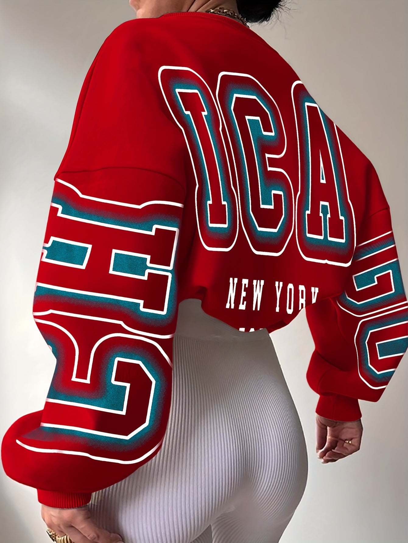 Alphabet Print Knit Fashion Sweatshirt