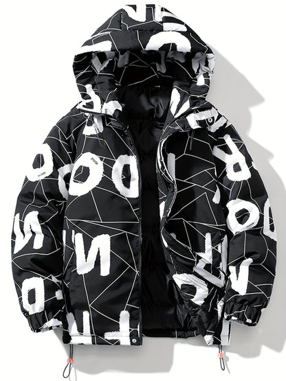 Fashion Hooded Cotton Coat Letter Print