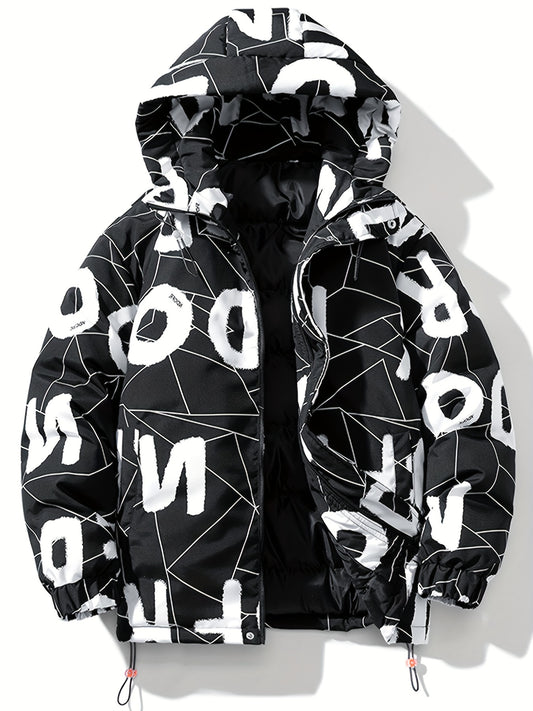 Fashion Hooded Cotton Coat Letter Print
