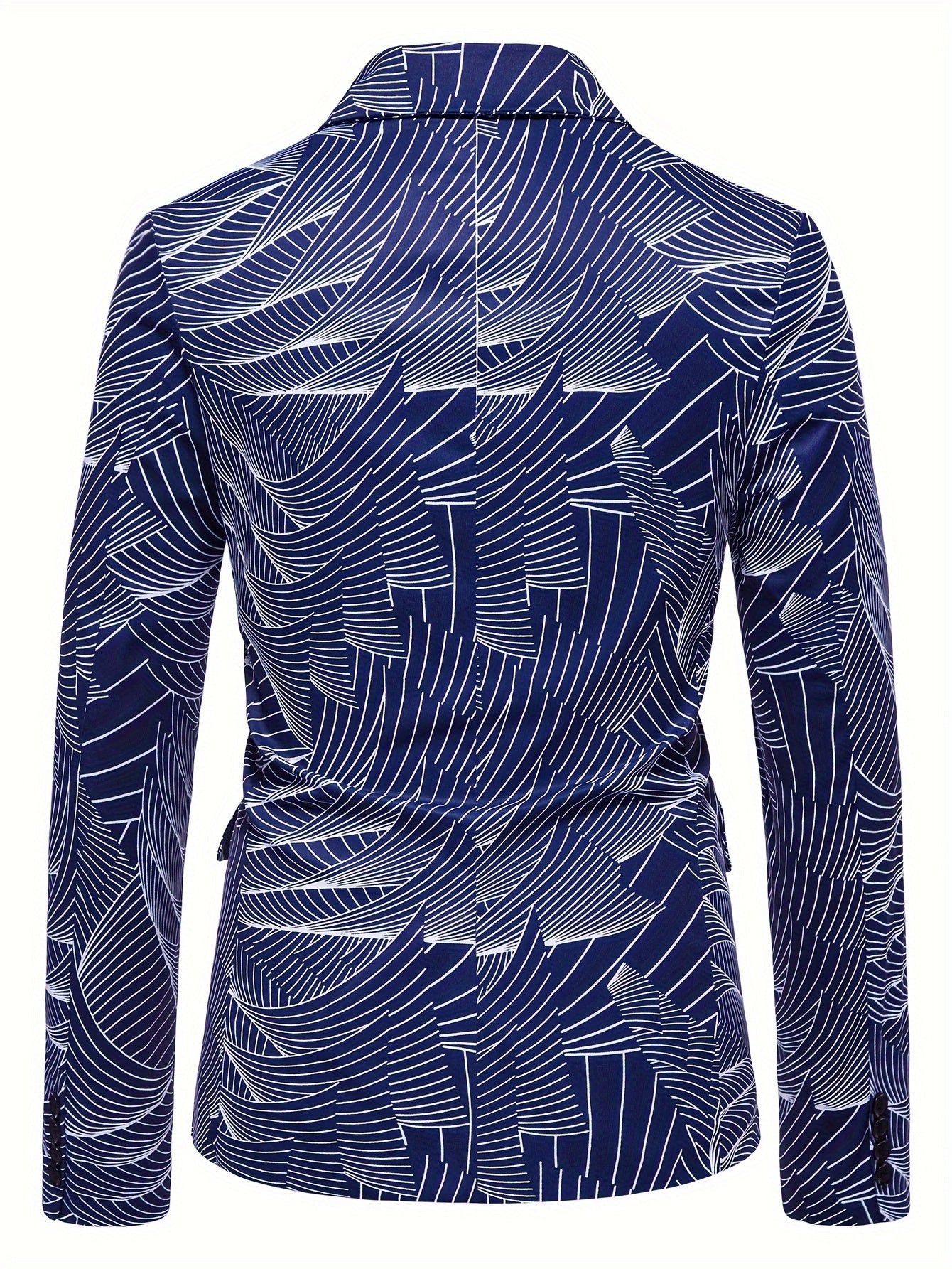 Geometric Wave Printed Blazer Fashion