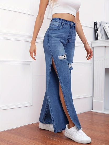 High Slit Fashion Jeans