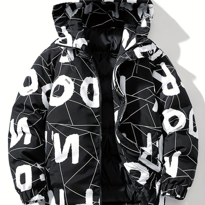 Fashion Hooded Cotton Coat Letter Print