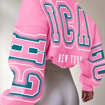 Alphabet Print Knit Fashion Sweatshirt