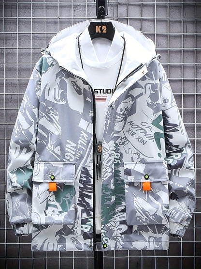 Eco Friendly Graffiti Windbreaker Jackets