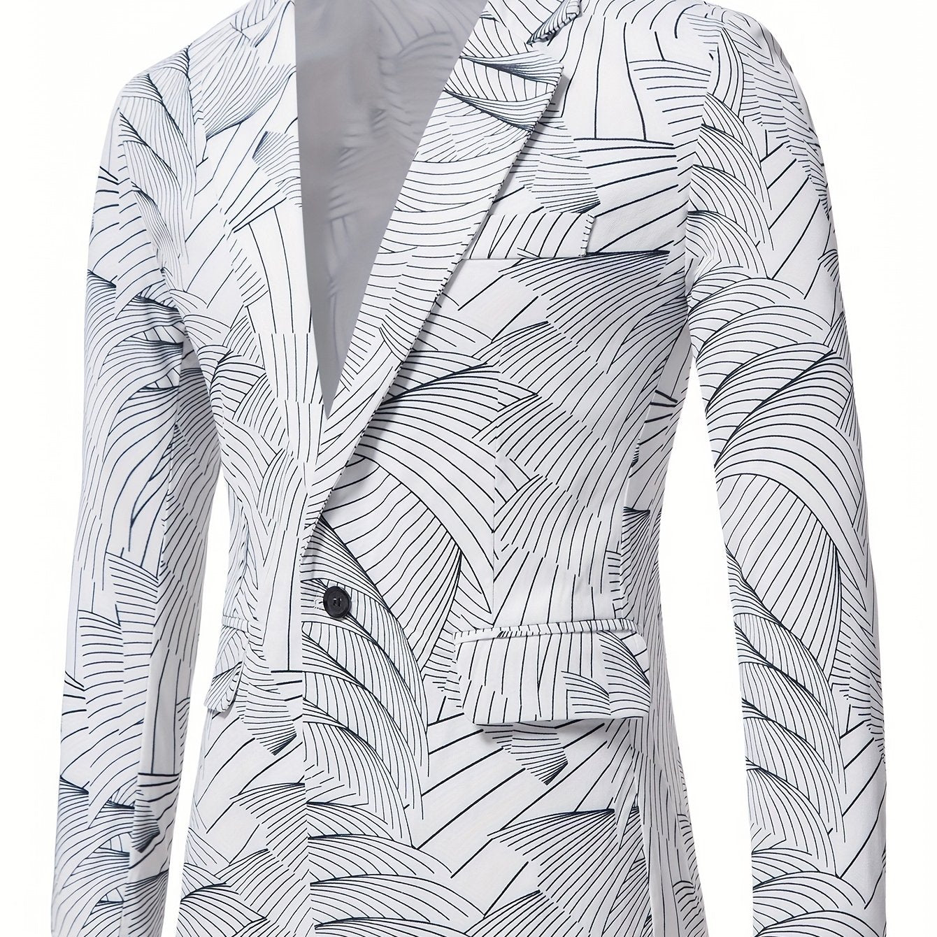 Geometric Wave Printed Blazer Fashion