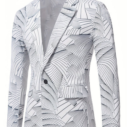 Geometric Wave Printed Blazer Fashion