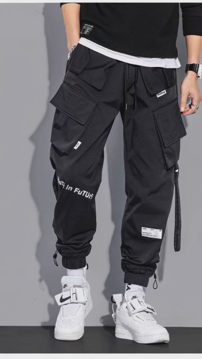Slim Fit Ribbon Cargo Joggers